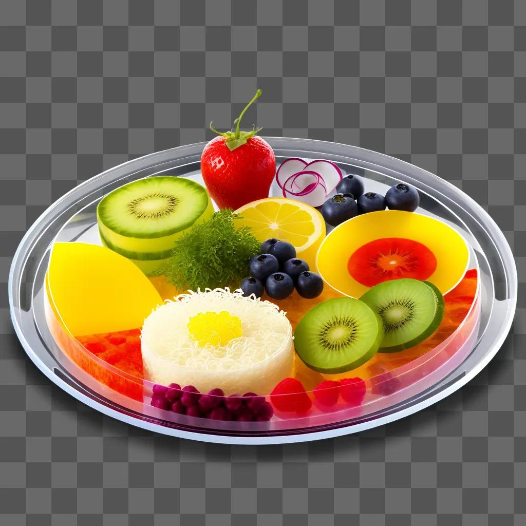 plate with a variety of fruits on it