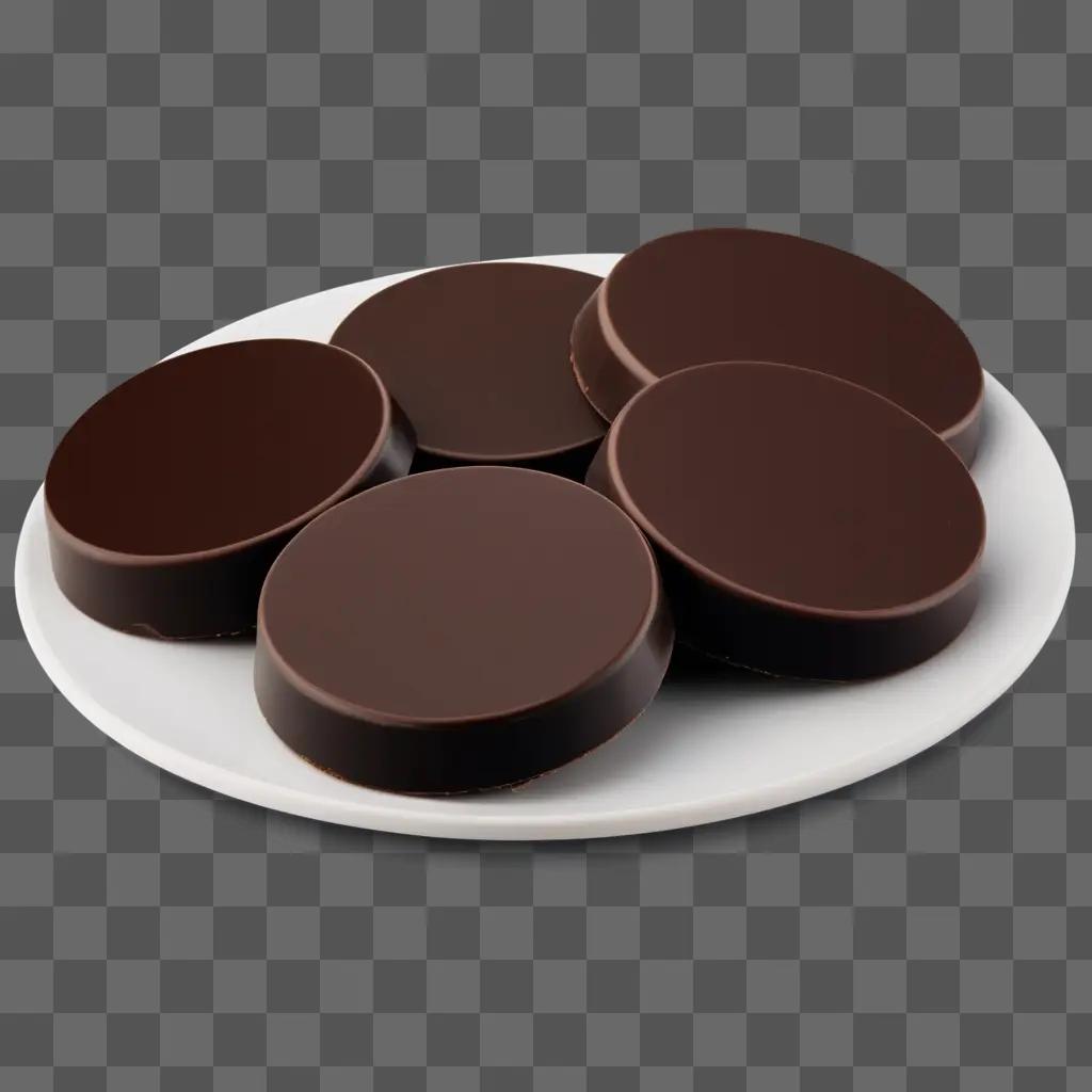 6つのチョコレートサークルが描かれたプレート