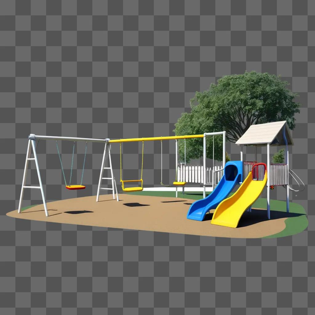 playground with swings and slides is shown in this clipart