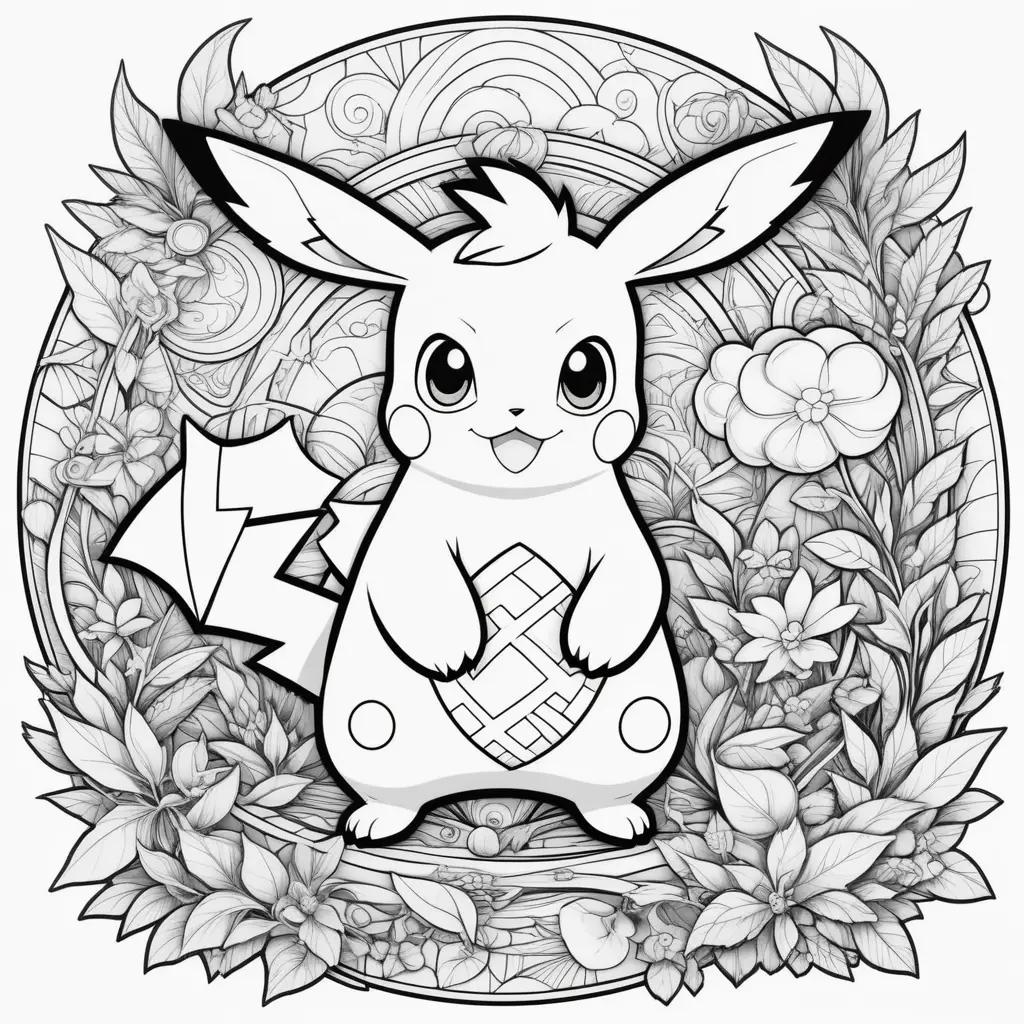 pokemon coloring page with a cute pokemon inside a circle