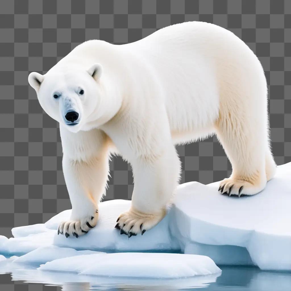 polar bear on ice with black claws