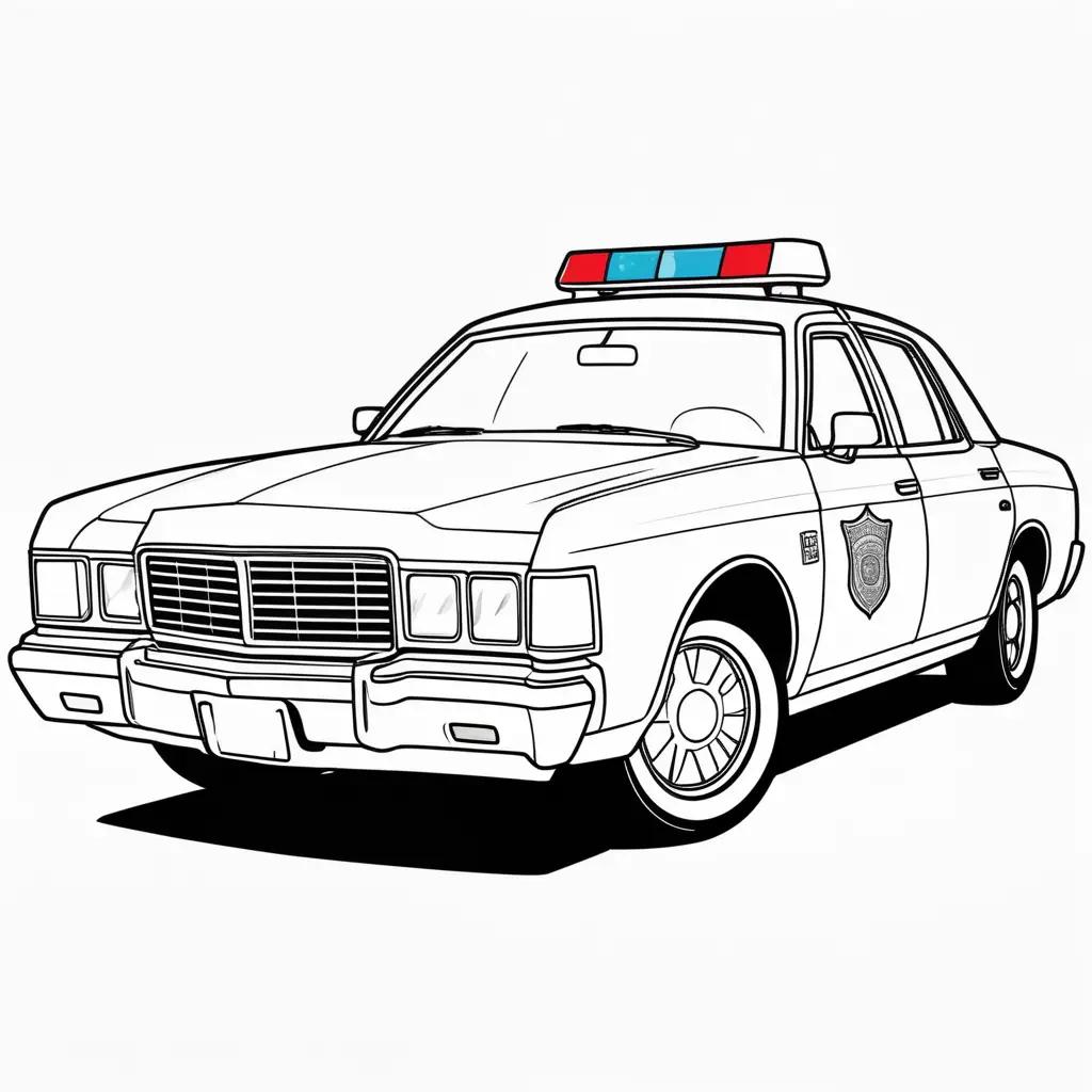 police car coloring page with a red light