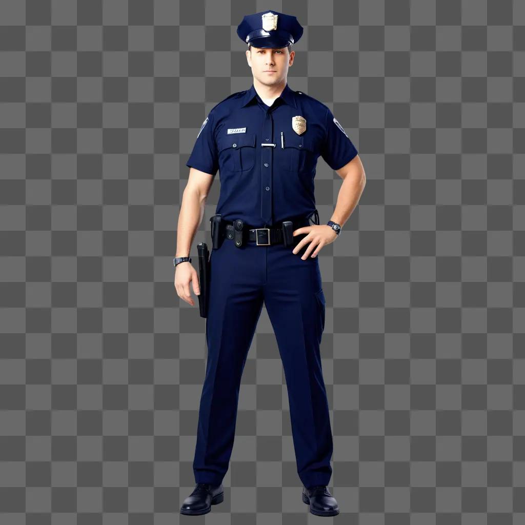 police officer in uniform standing against a dark background