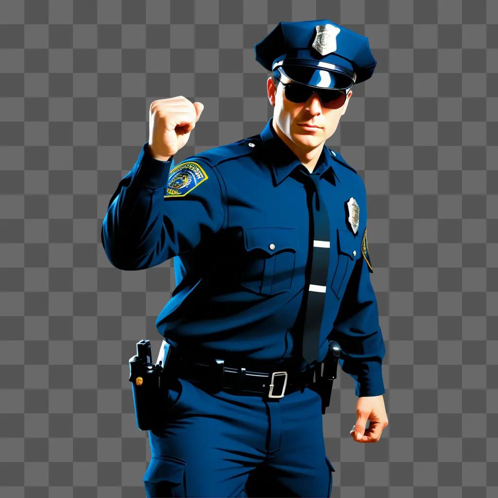 police officer in uniform with a fists-on-chin pose