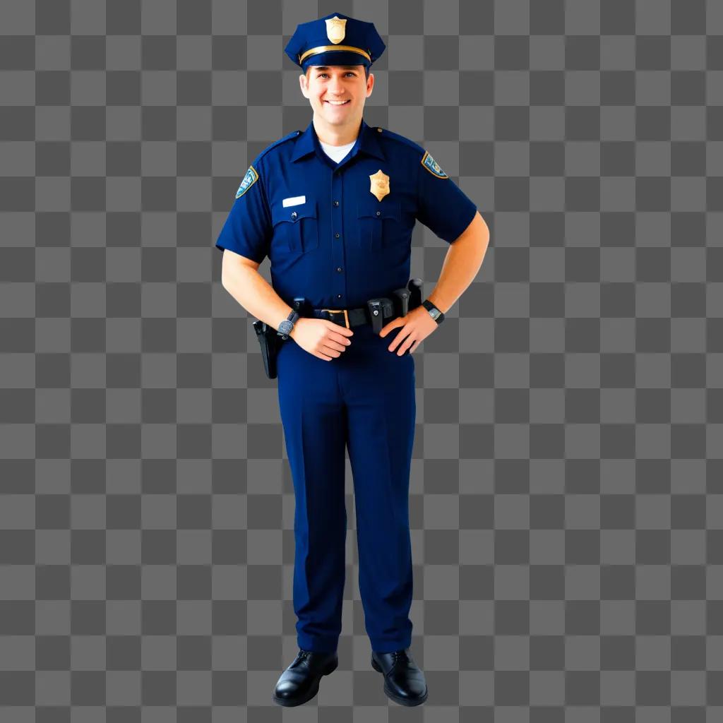 police officer wearing a blue uniform with a badge on his chest