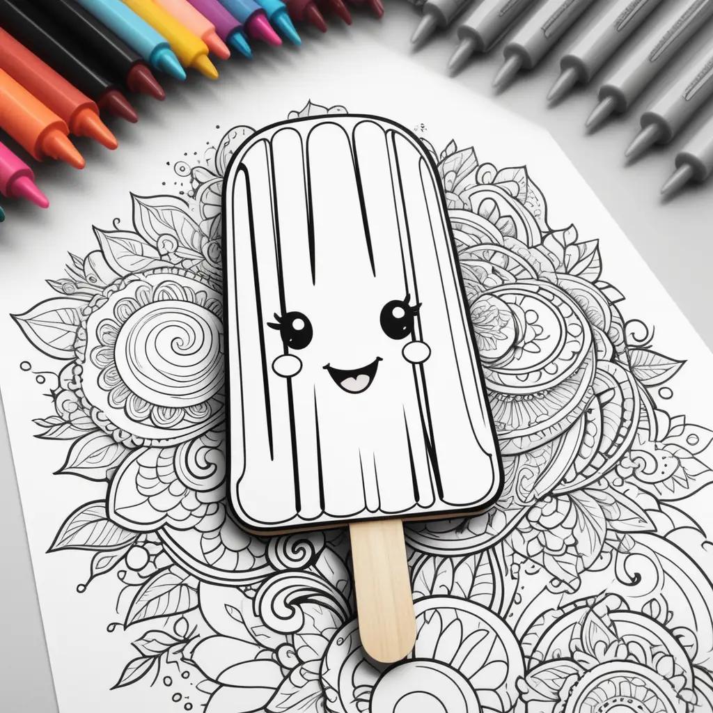 popsicle coloring page with a smiling face