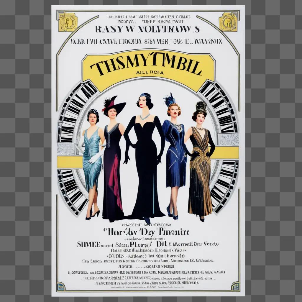 poster for a play featuring six women in elegant dresses