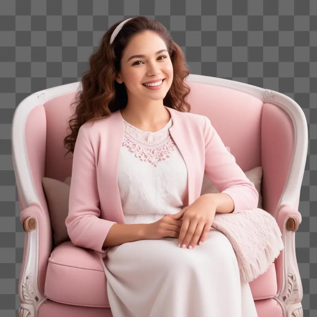 pretty girl in pink in a pink chair