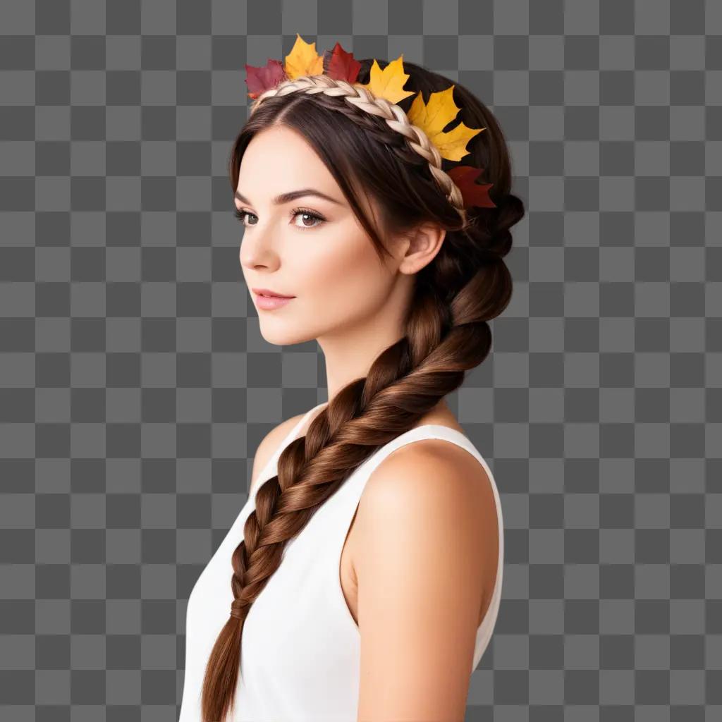 pretty girl with brown hair has a leaf crown