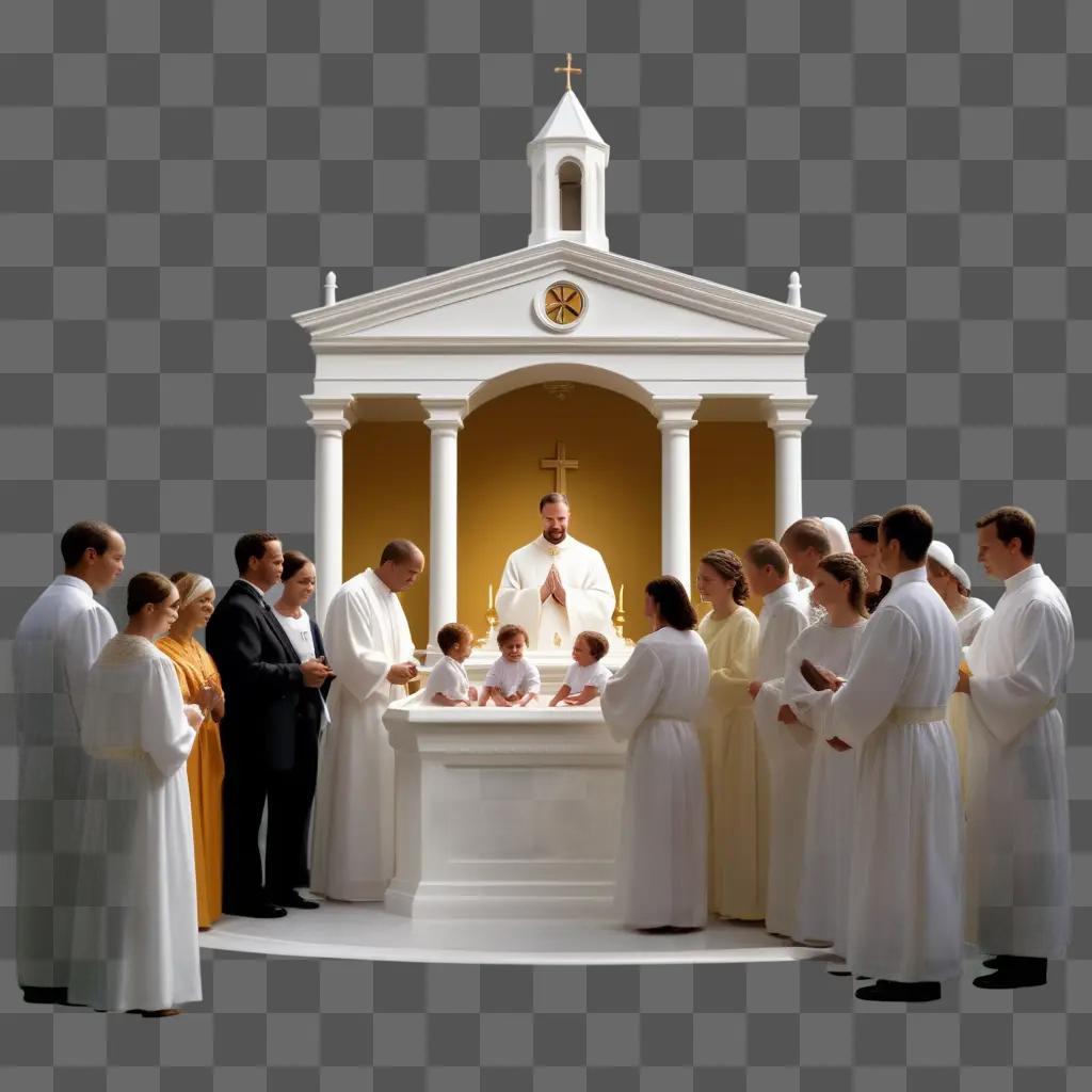 priest baptizes a child in a church