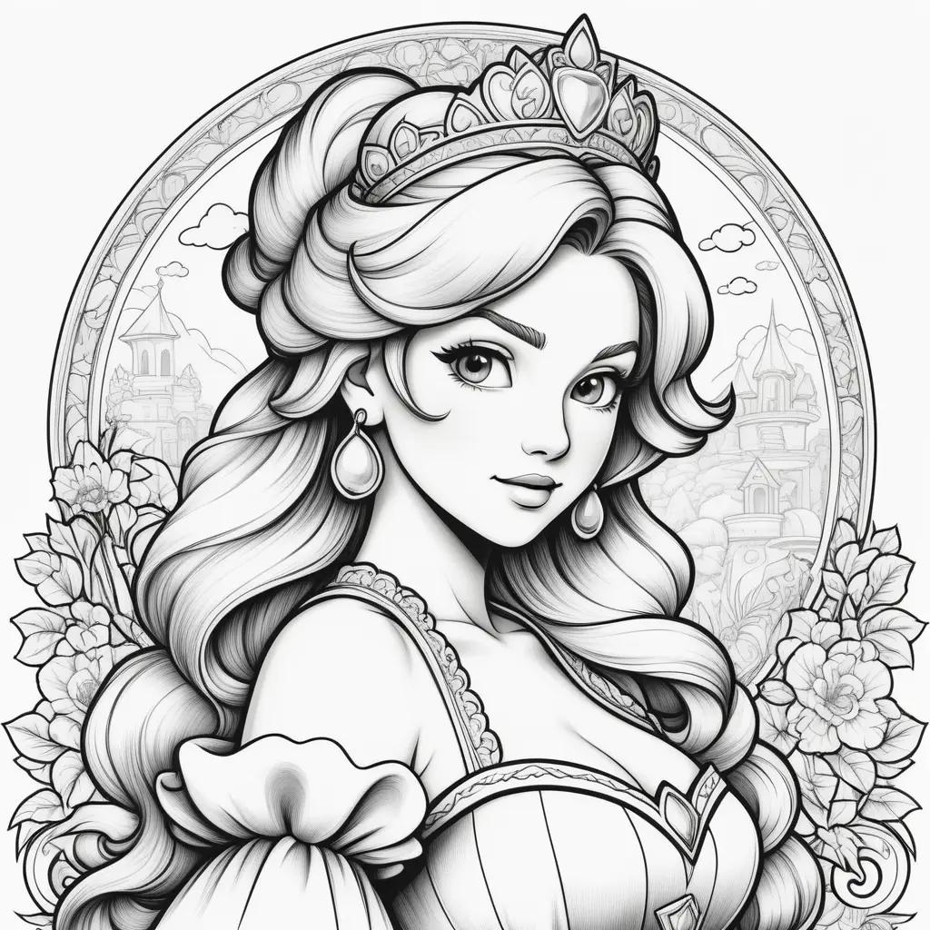 princess with a crown and tiara coloring pages