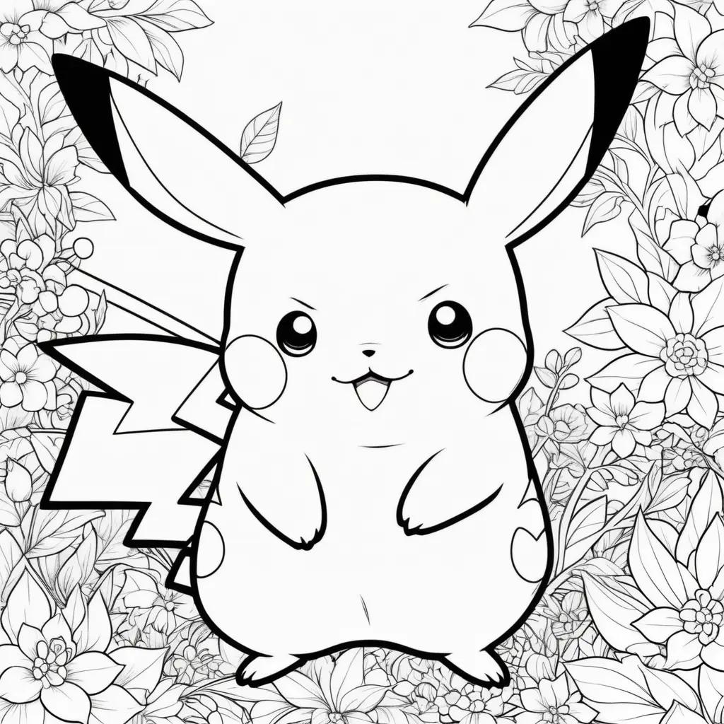 printable coloring page of a Pikachu