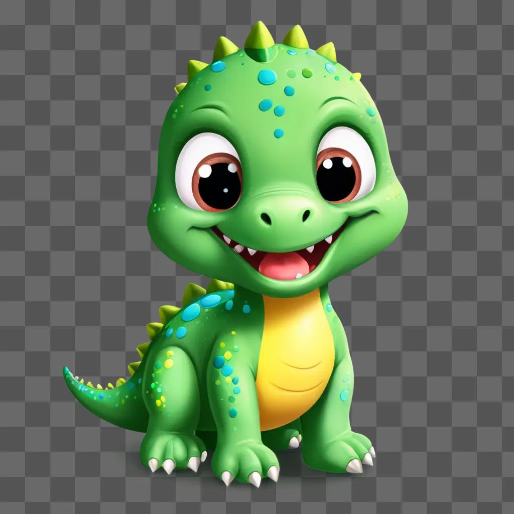 printable cute dinosaur clipart A green cartoon dinosaur smiles at the camera