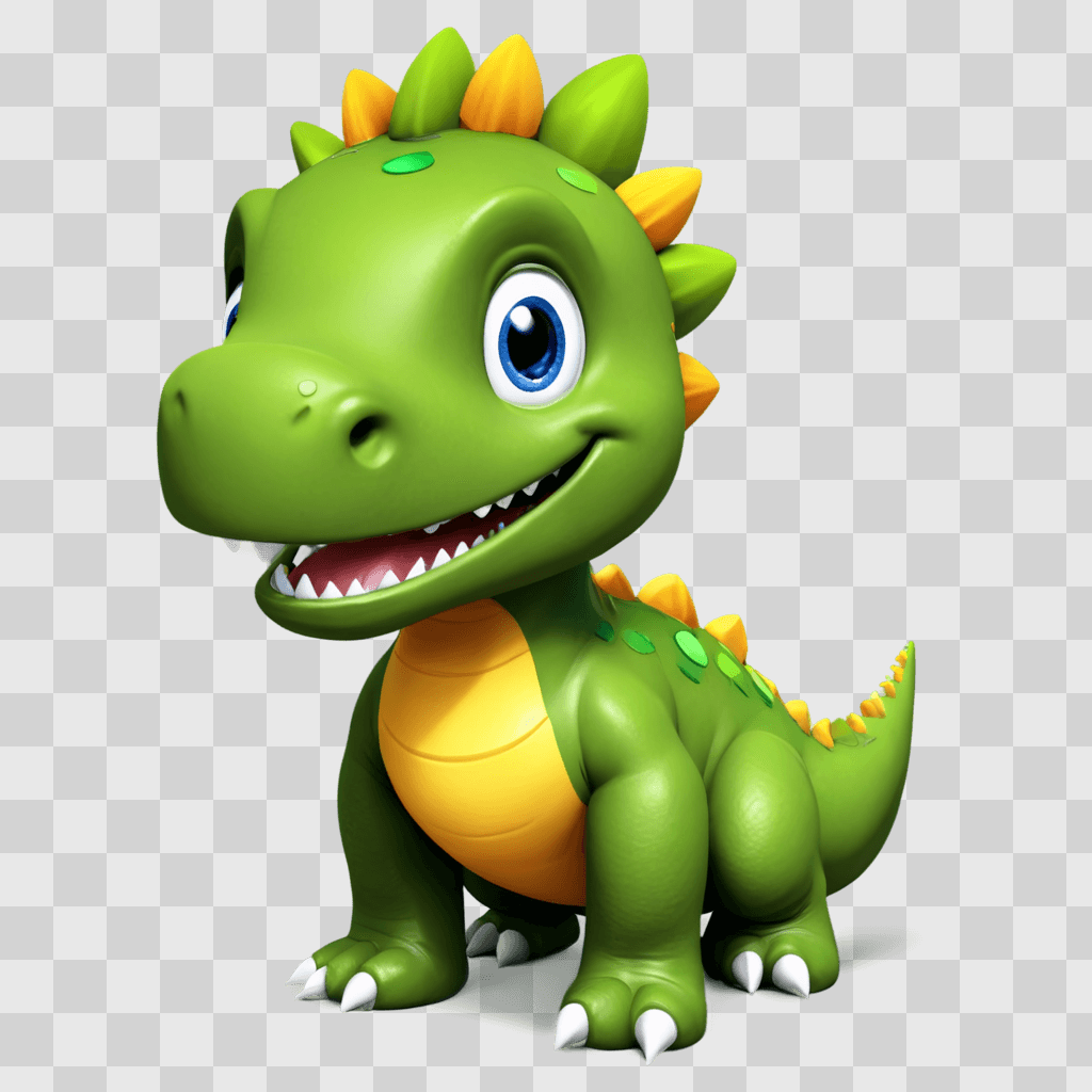 printable cute dinosaur clipart A green dinosaur is smiling at the camera