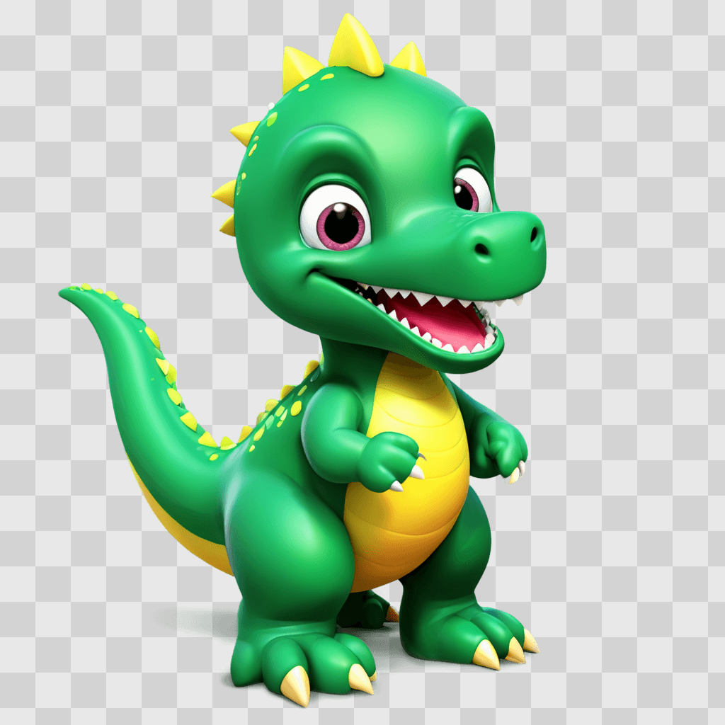 printable cute dinosaur clipart A green dinosaur smiles at the camera