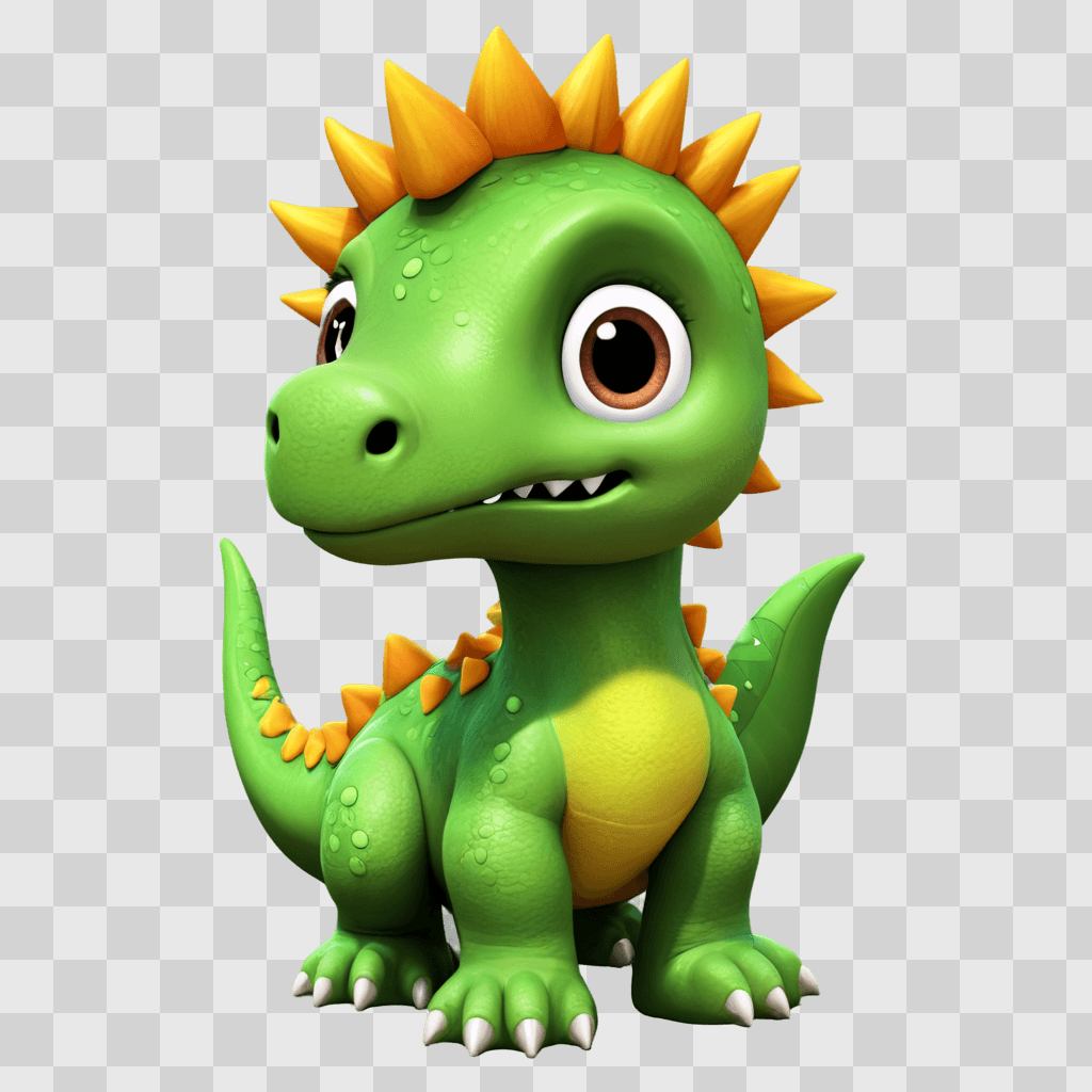 printable cute dinosaur clipart A green dinosaur with orange spikes on its head