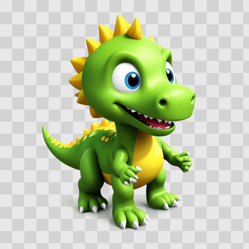 printable cute dinosaur clipart A green dinosaur with spikes on its head and yellow eyes