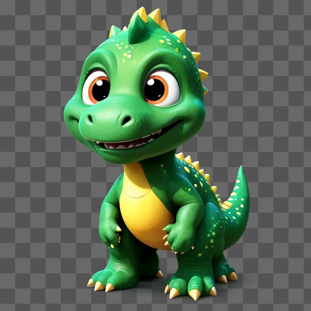 printable cute dinosaur clipart A green dinosaur with yellow eyes and orange spikes