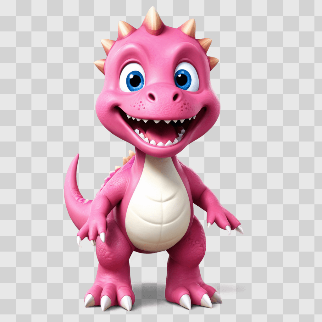 printable cute dinosaur clipart A pink cartoon dragon with a big smile