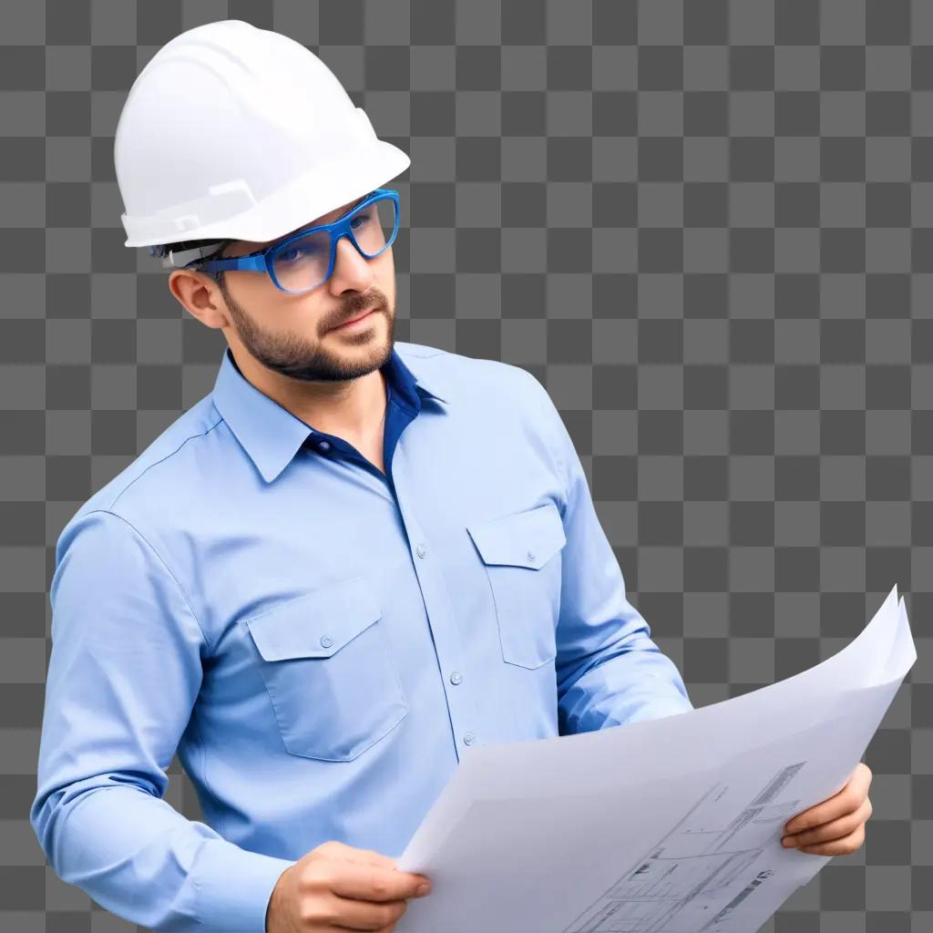 professional engineer wearing blue safety glasses