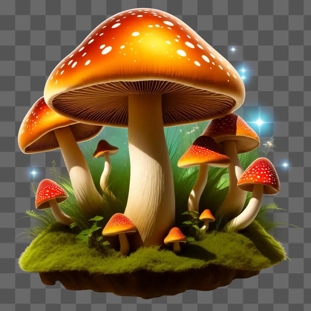 psychedelic image of magical mushrooms and plants