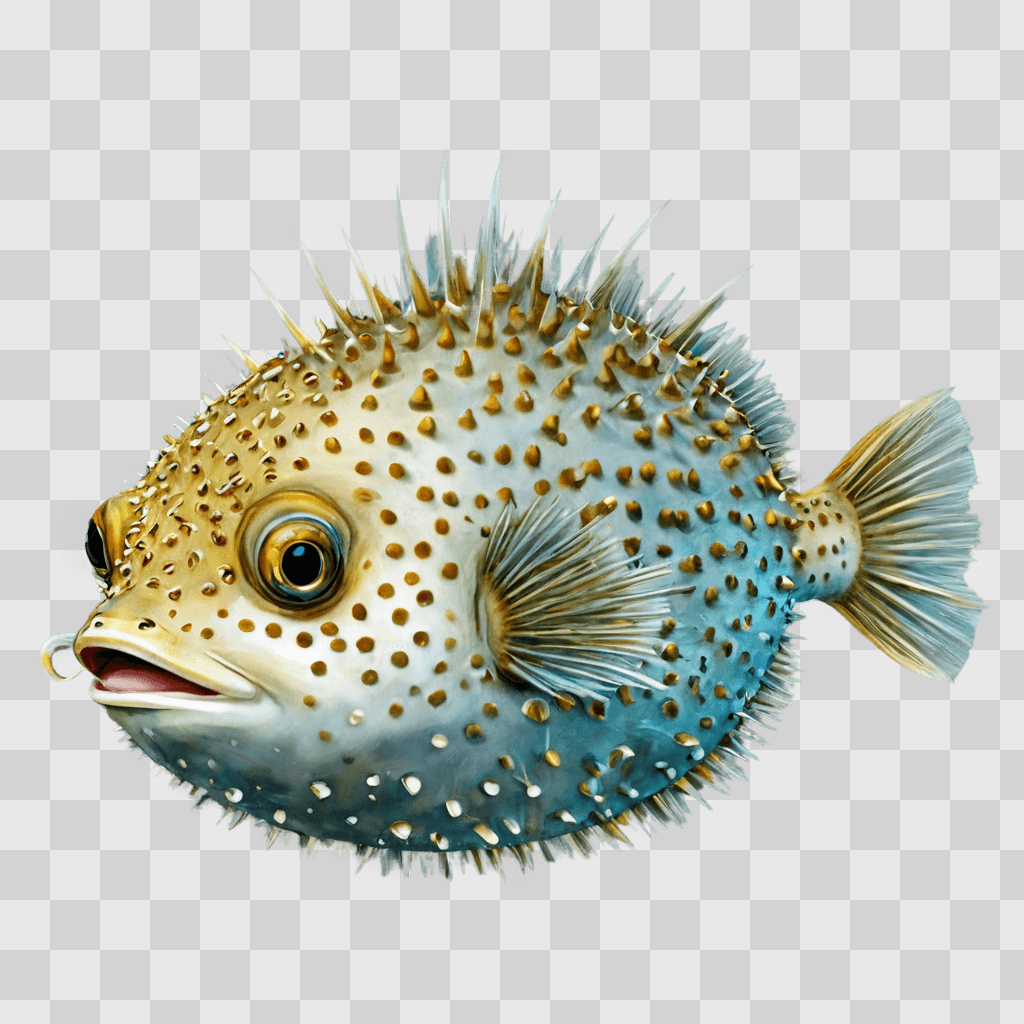 puffer fish drawing A cartoon puffer fish with big eyes