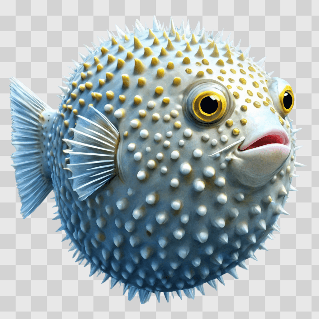 puffer fish drawing A cartoon puffer fish with spikes on its head