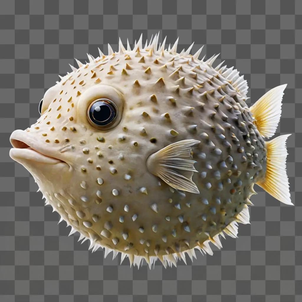 puffer fish drawing A large pufferfish with spikes on its head