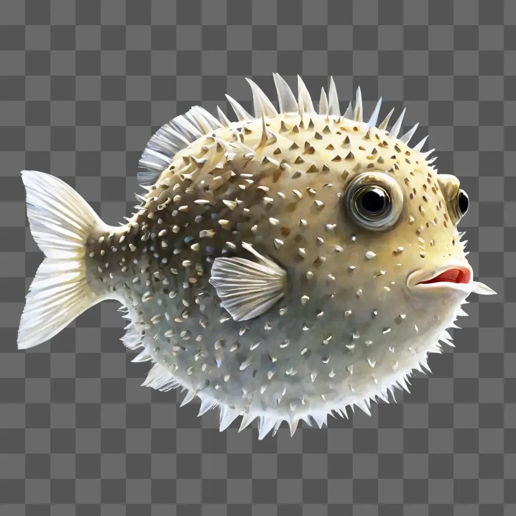 puffer fish drawing A puffer fish with a red spot on its head