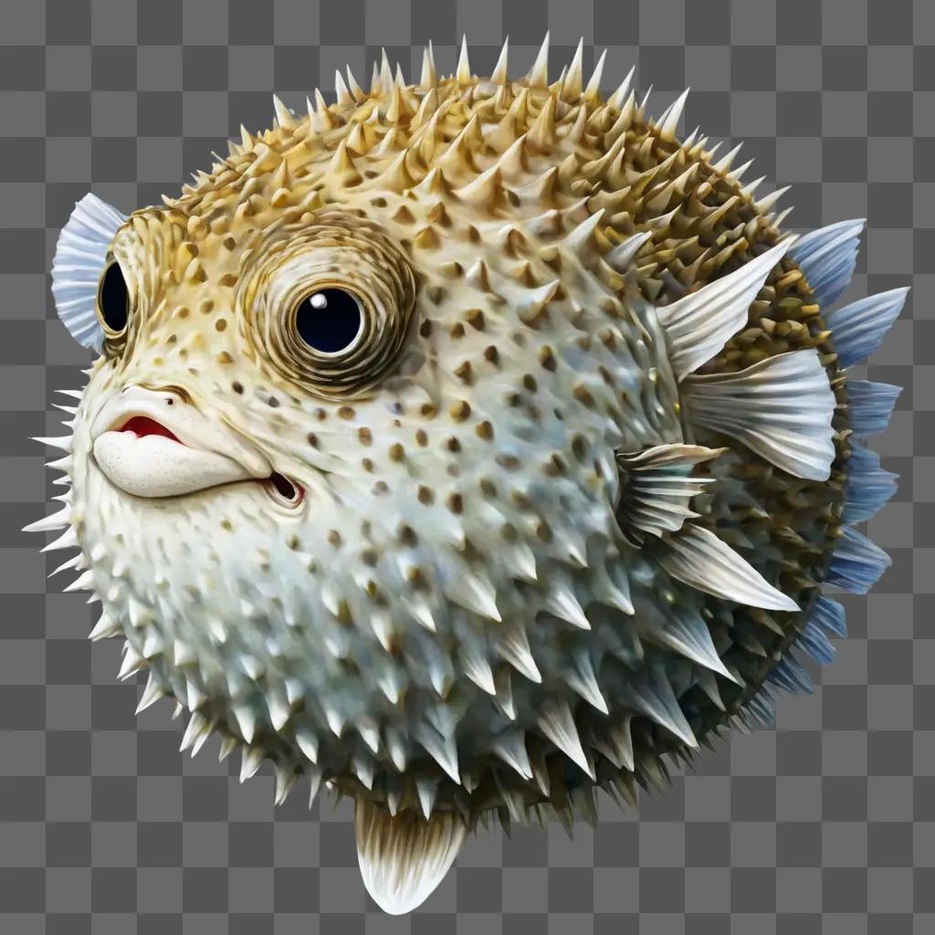 puffer fish drawing A puffer fish with a white and brown color scheme