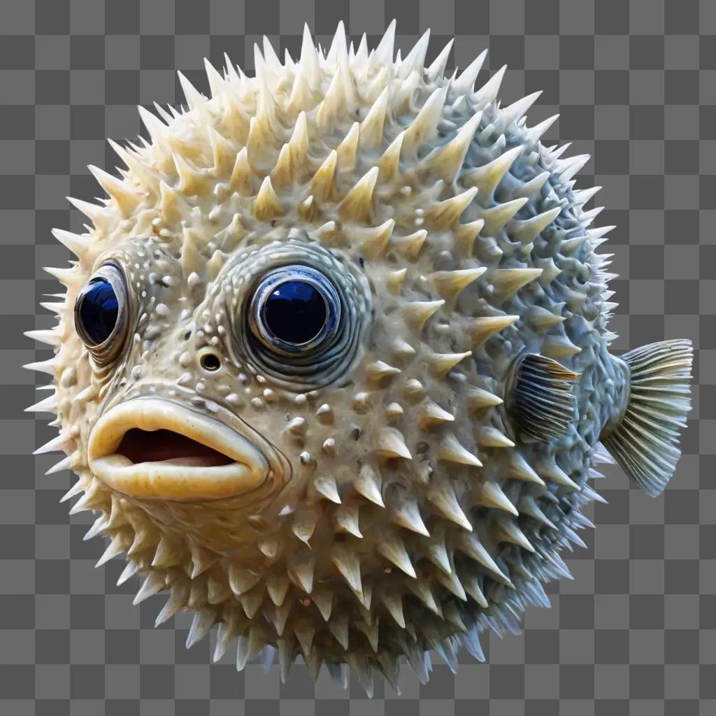 puffer fish drawing A puffer fish with spiky eyes