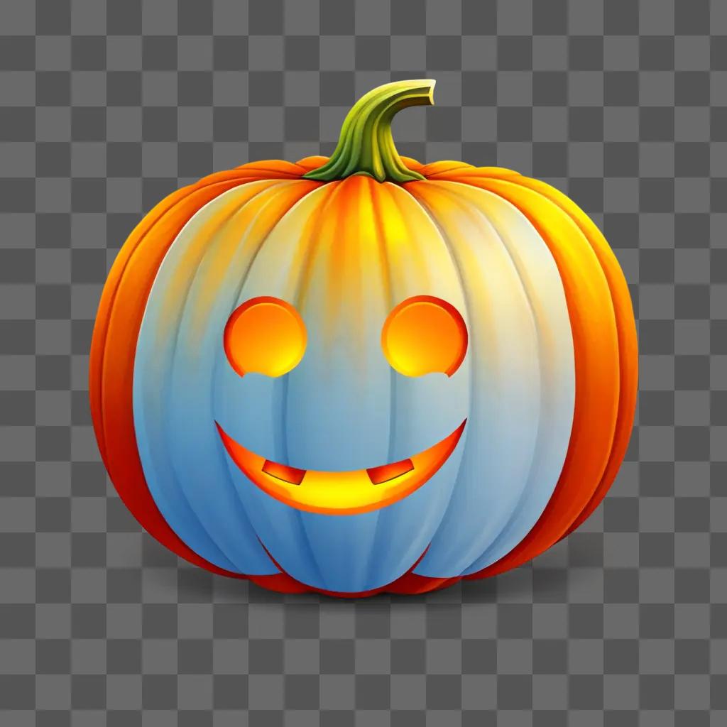 pumpkin emoji with a smiling face on a beige background