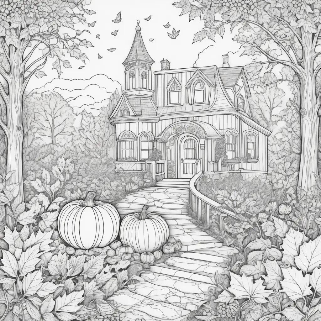 pumpkin-filled scene in black and white