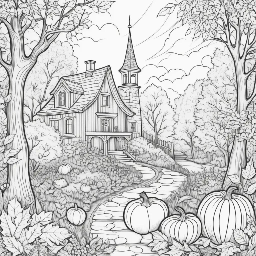 pumpkin print with fall scenery