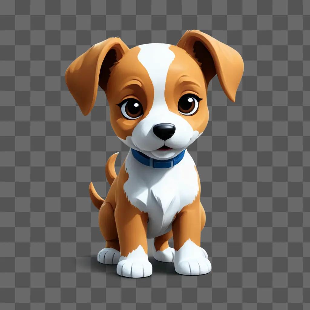 puppy clipart A brown and white puppy with a blue collar