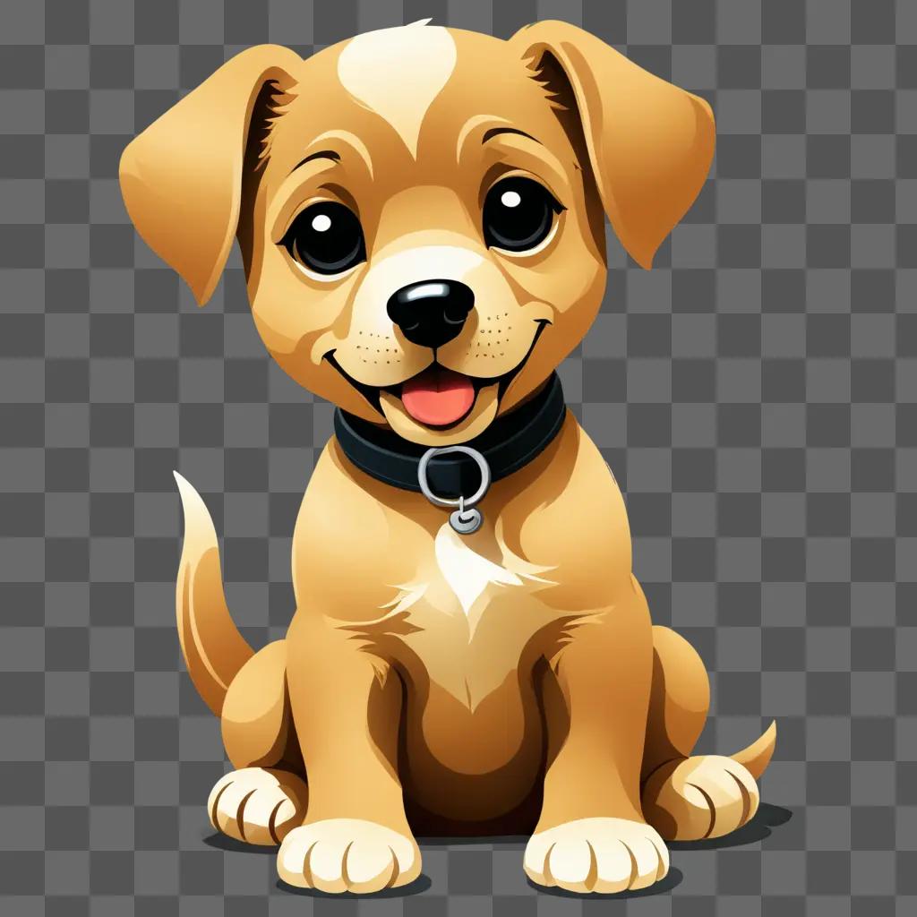 puppy clipart A cartoon dog sits on a beige background