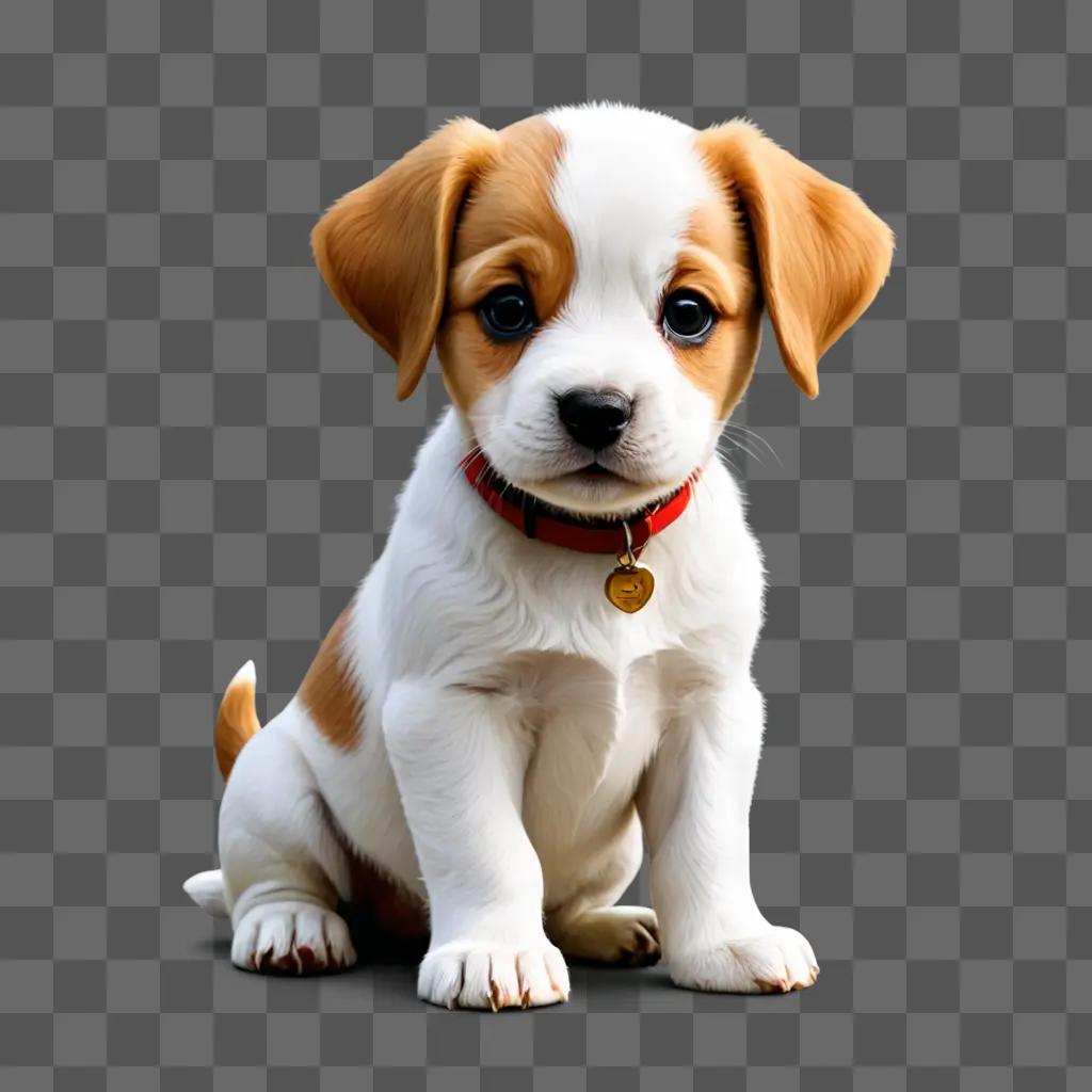 puppy clipart A cute dog with a red collar