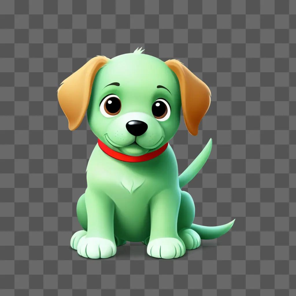 puppy clipart A green puppy sits on a green background