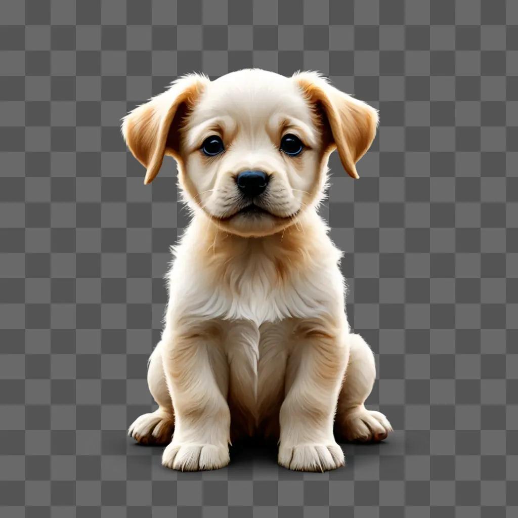 puppy clipart A puppy sits on a tan background