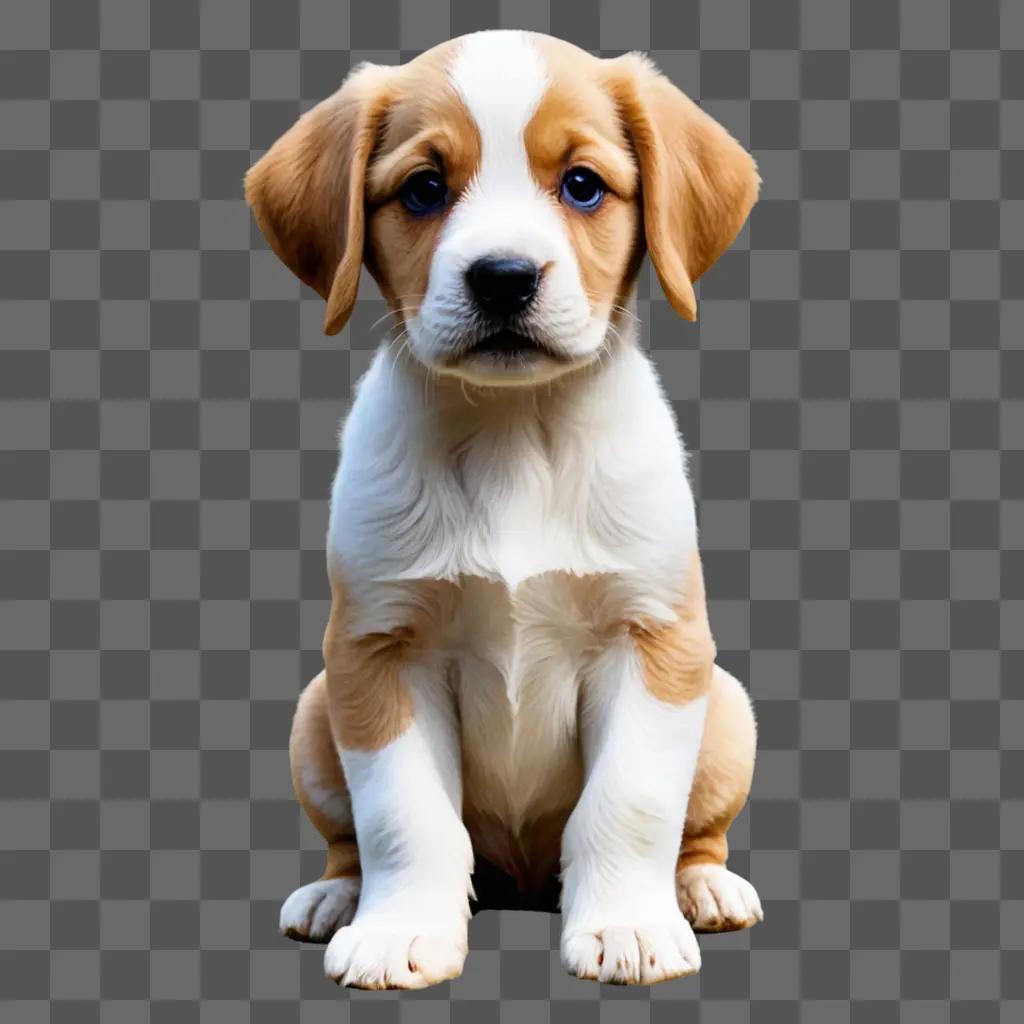 puppy clipart A white and brown puppy sits on the floor