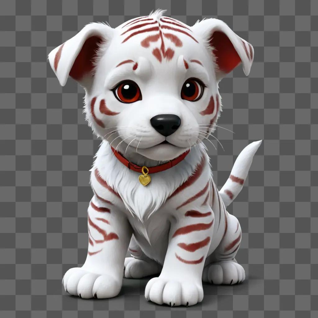 puppy clipart A white and red dog with a gold heart on its collar