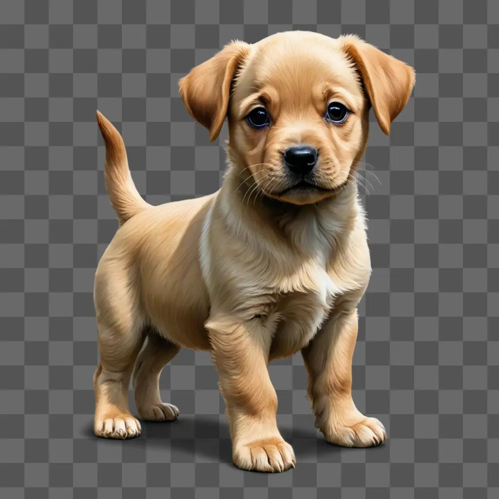 puppy drawing for kids A cute puppy standing on a brown background