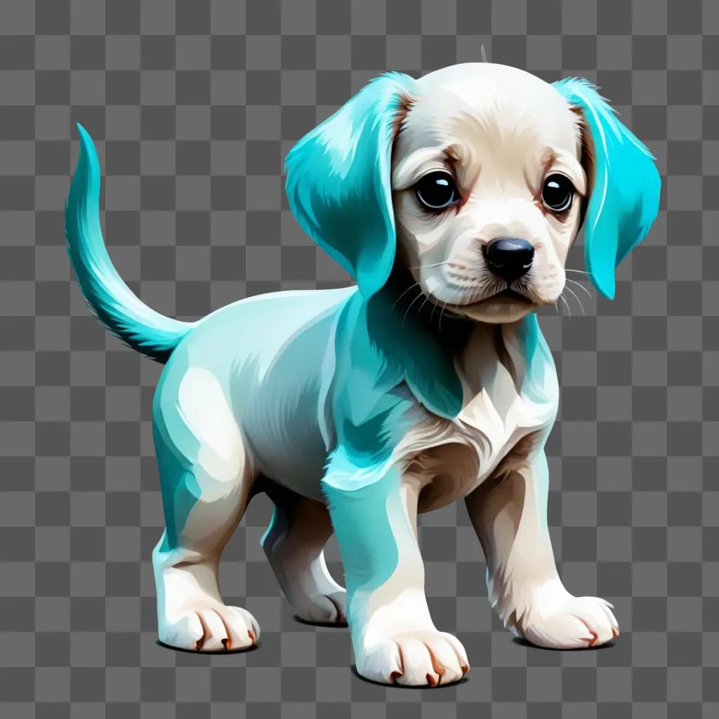 puppy illustrated A cartoon dog with blue eyes and a blue nose