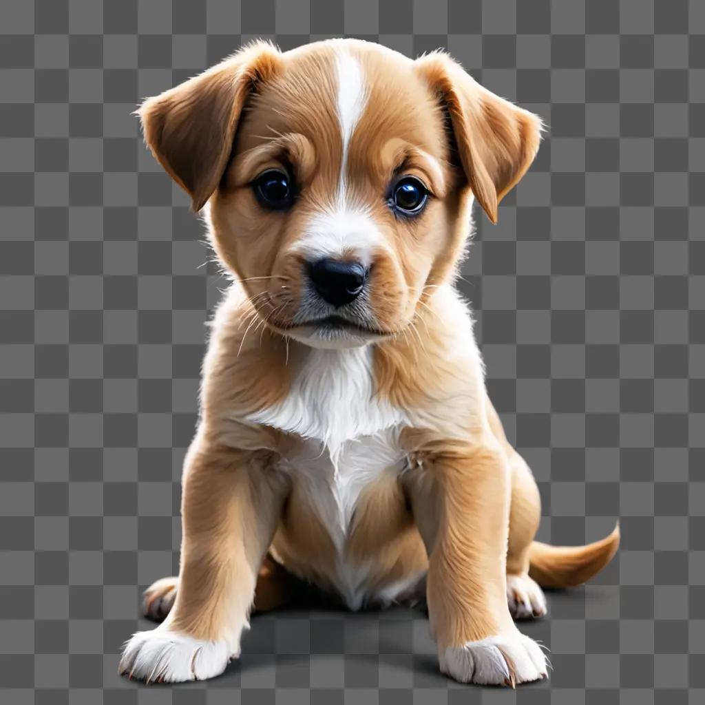 puppy illustrated A cute puppy with a white spot on its face