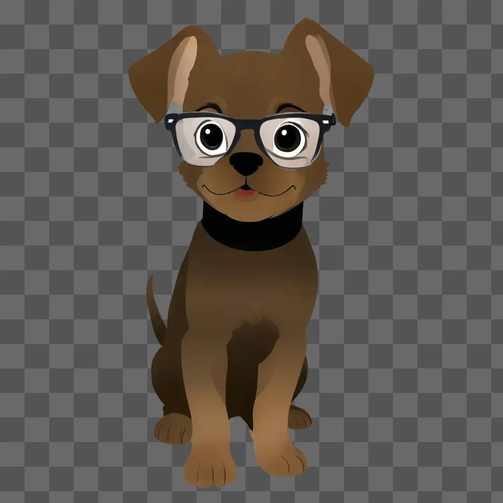 puppy silhouette A cartoon dog with glasses and a collar