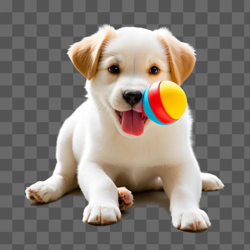 puppy with a ball in its mouth