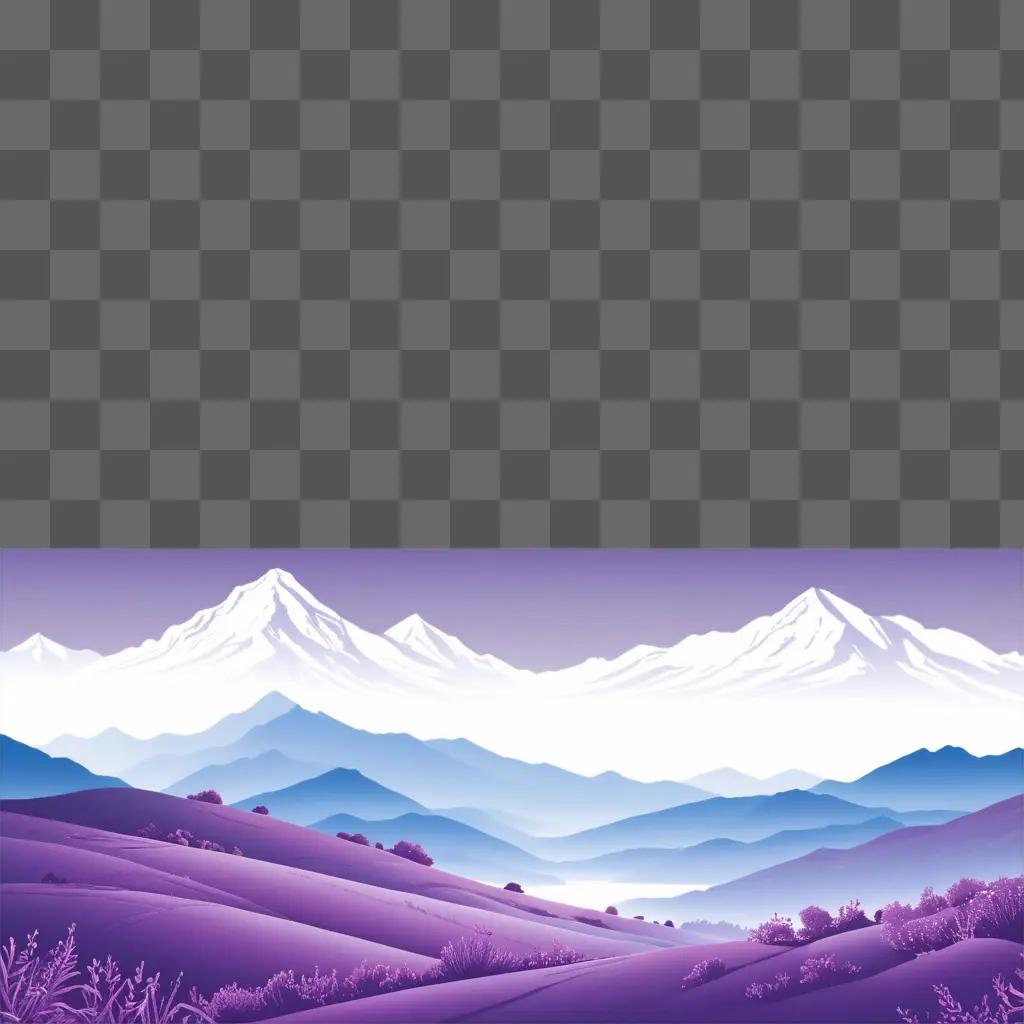purple background with a snowy mountain range