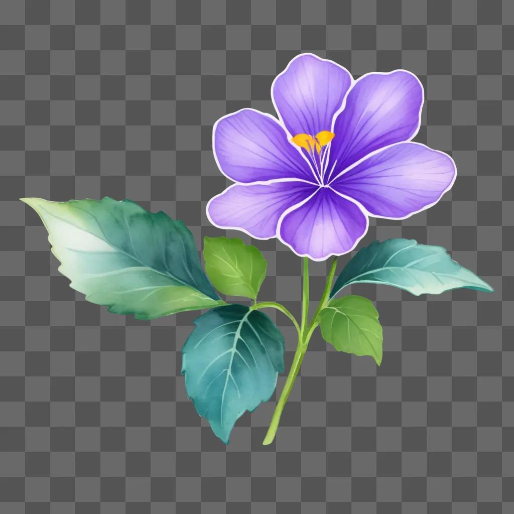 purple flower drawing with glowing leaves