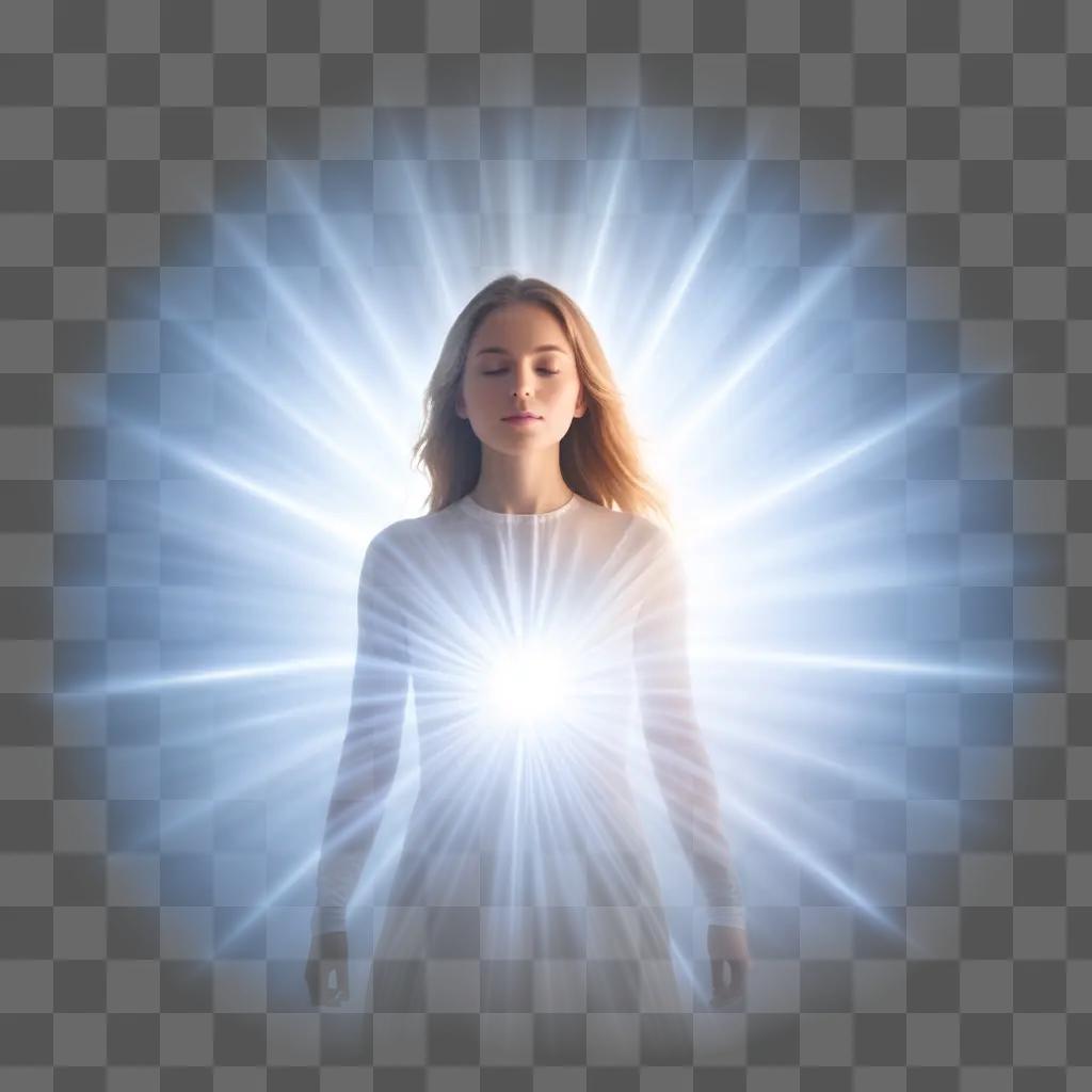 ra of light surrounding a woman