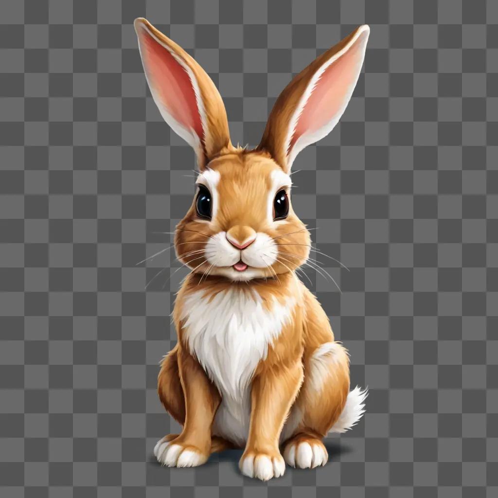 rabbit clipart A brown rabbit with white ears sits on a beige background